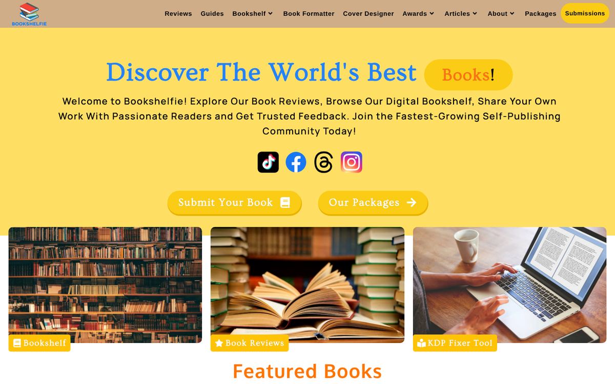Bookshelfie homepage