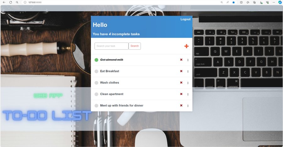 To-do list app showing a task list